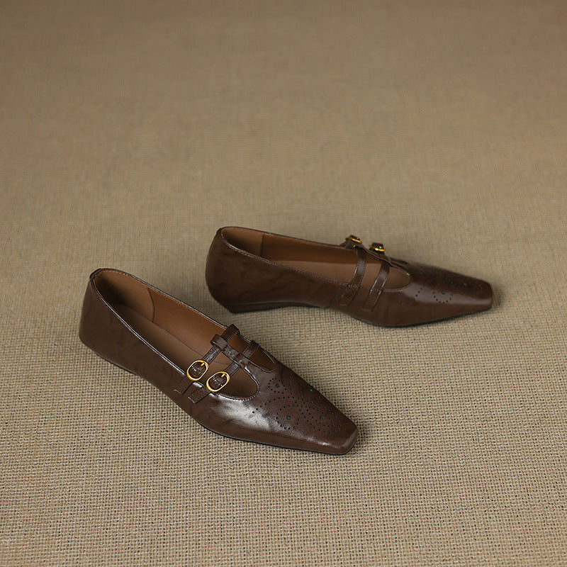 Ceyla | Brogued Double Strap Mary Jane Flat
