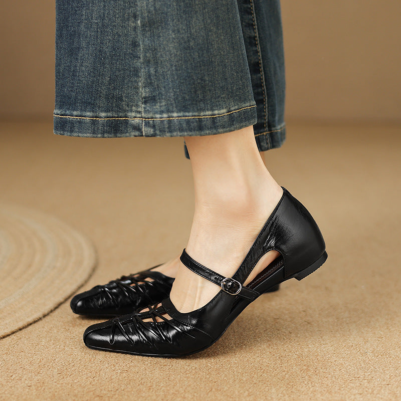 Quenby | Pointed Lattice Cut Mary Jane Flat