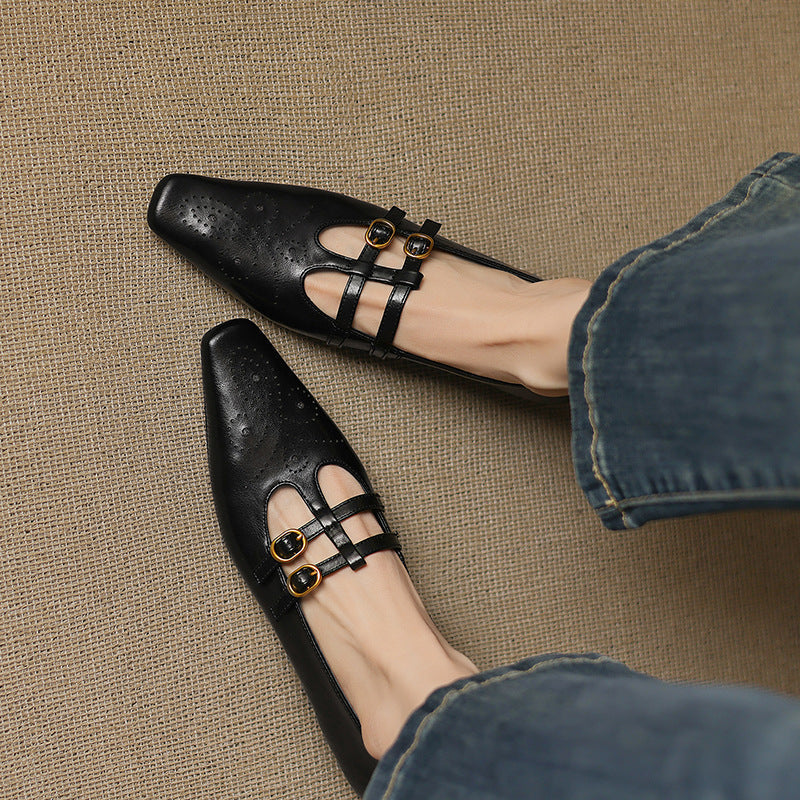 Ceyla | Brogued Double Strap Mary Jane Flat