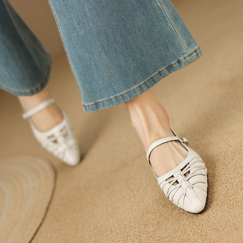 Quenby | Pointed Lattice Cut Mary Jane Flat