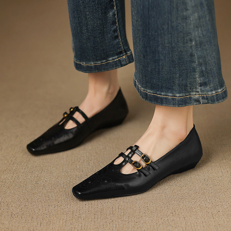 Ceyla | Brogued Double Strap Mary Jane Flat