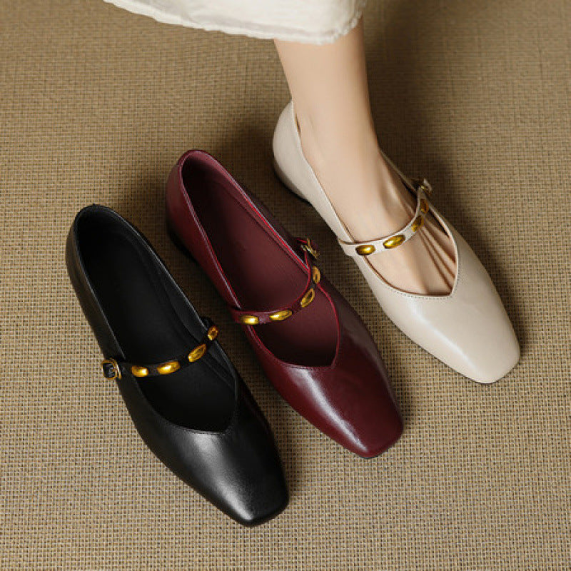 Zyra | Leather Flats
