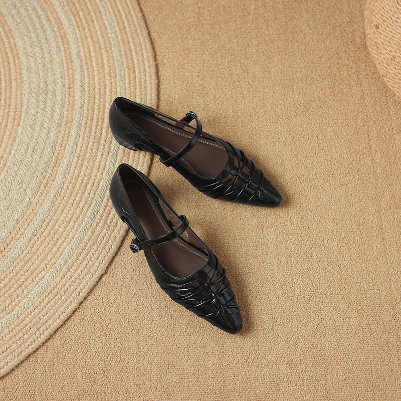 Quenby | Pointed Lattice Cut Mary Jane Flat