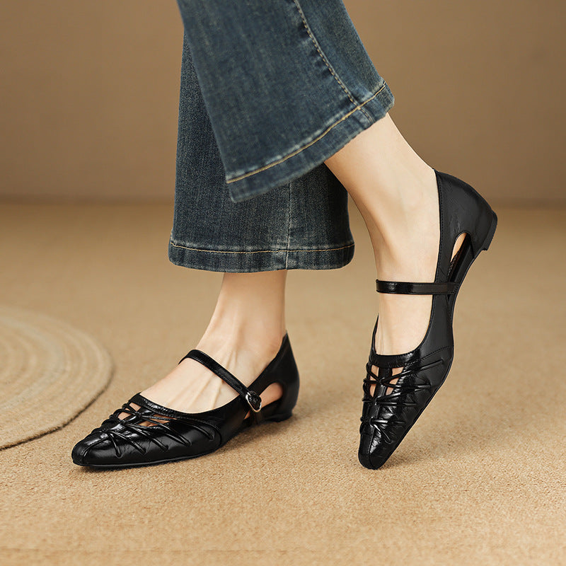 Quenby | Pointed Lattice Cut Mary Jane Flat