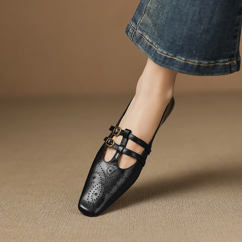 Ceyla | Brogued Double Strap Mary Jane Flat