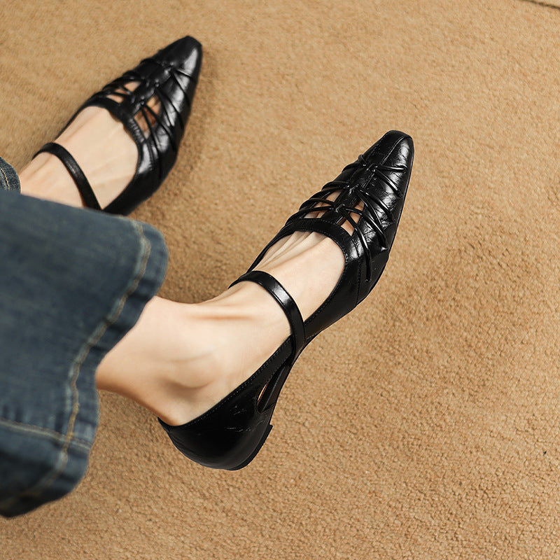 Quenby | Pointed Lattice Cut Mary Jane Flat