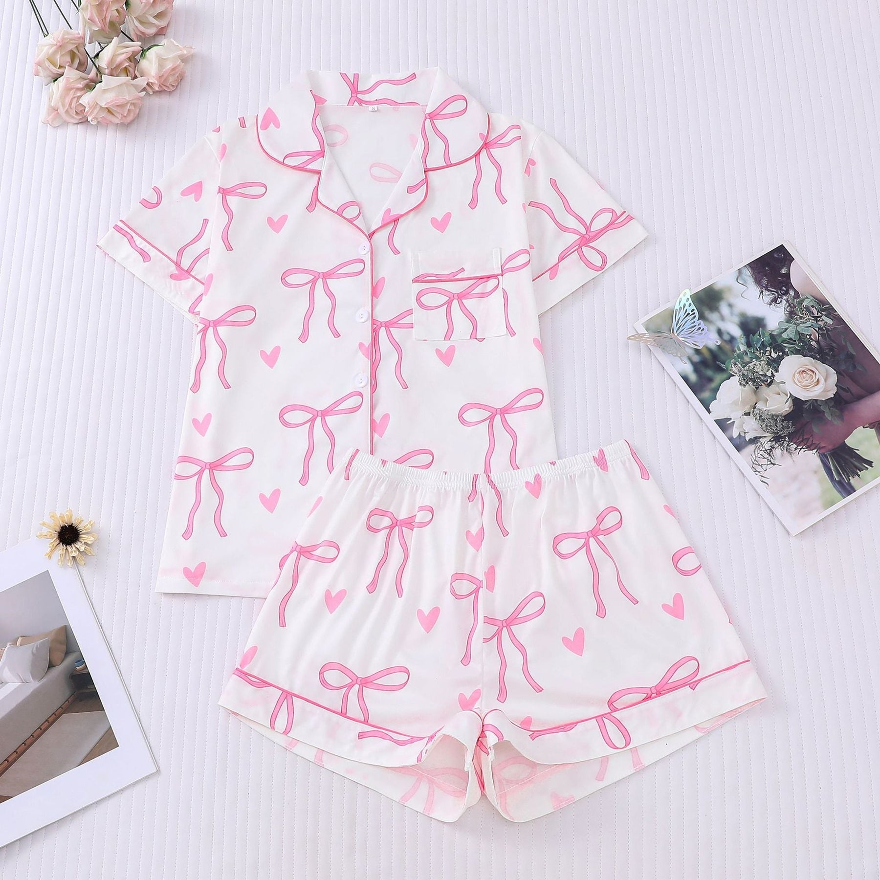 SHAKILA™ - Casual Crop Shirt and Short Pajama Set
