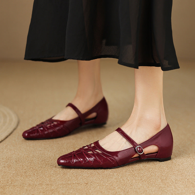 Quenby | Pointed Lattice Cut Mary Jane Flat