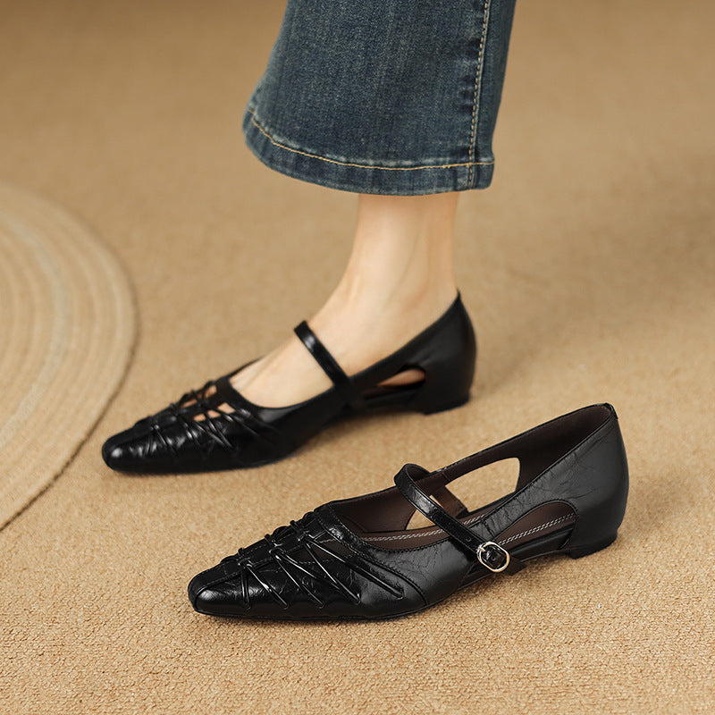 Quenby | Pointed Lattice Cut Mary Jane Flat
