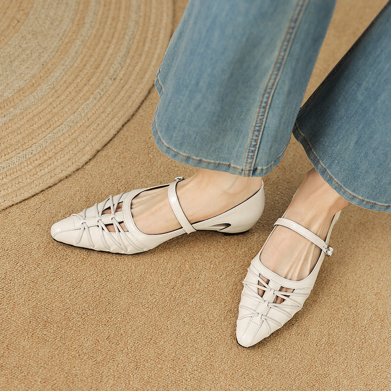 Quenby | Pointed Lattice Cut Mary Jane Flat