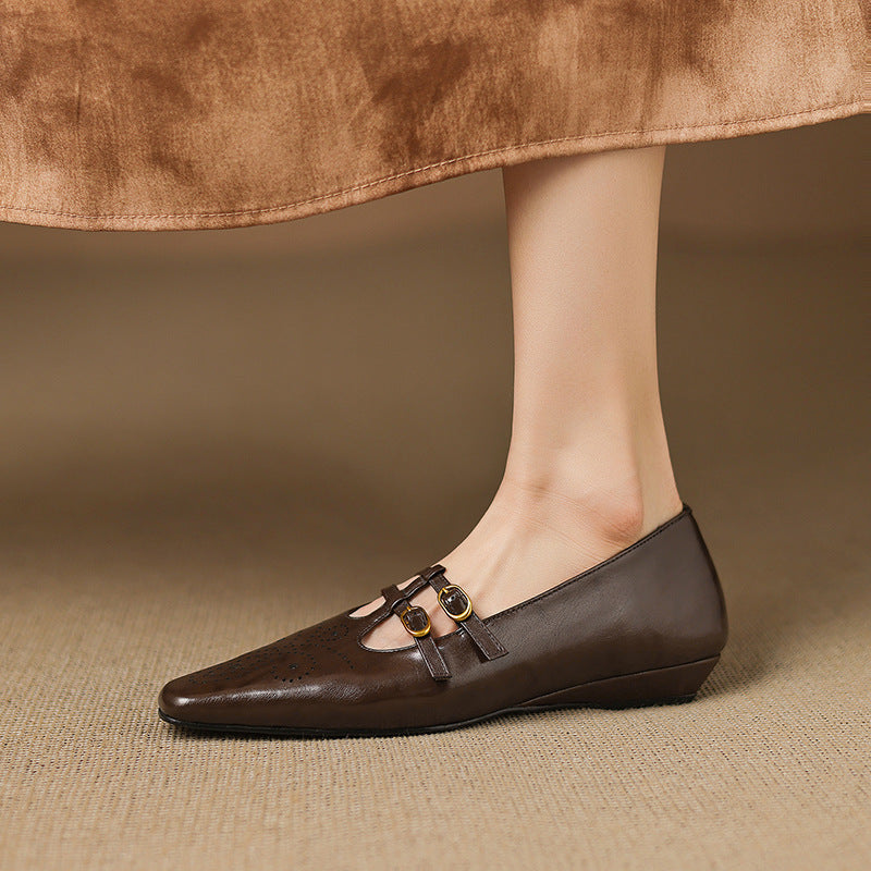 Ceyla | Brogued Double Strap Mary Jane Flat