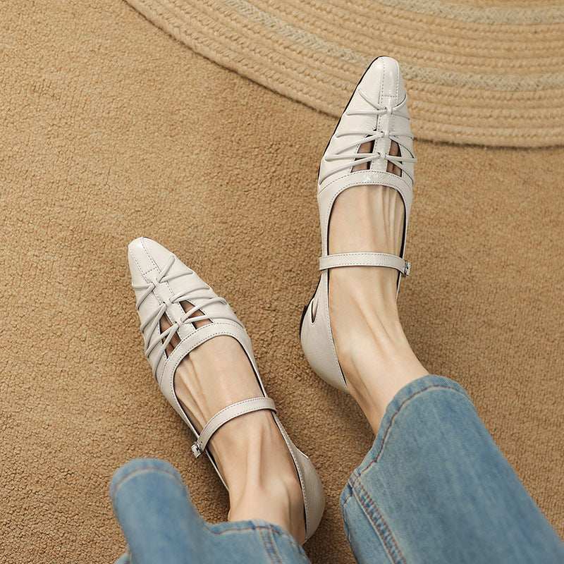 Quenby | Pointed Lattice Cut Mary Jane Flat
