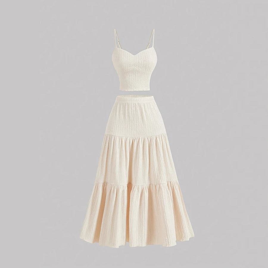 DALI™ - Comfy Sleeveless Crop Top and A-Line Skirt Set
