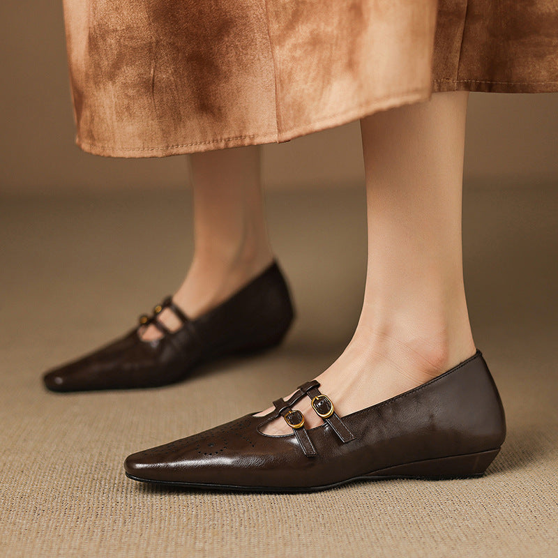 Ceyla | Brogued Double Strap Mary Jane Flat