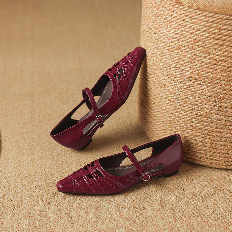 Quenby | Pointed Lattice Cut Mary Jane Flat