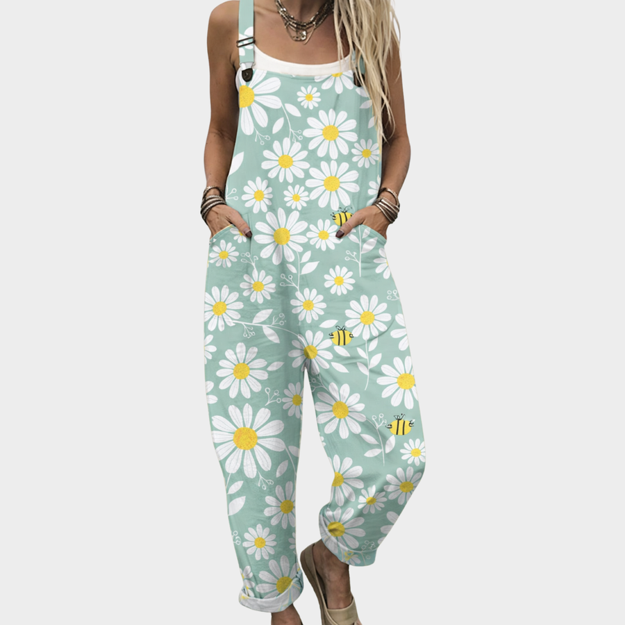 Nancy | Sky Floral Dungarees