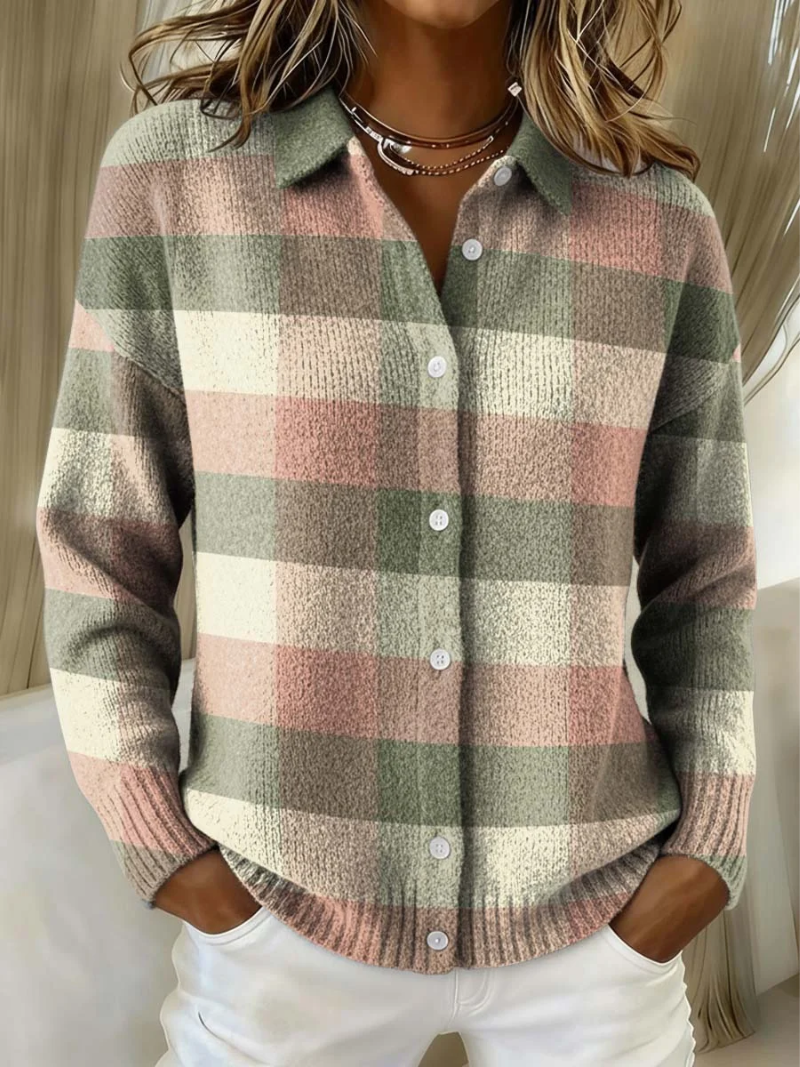 Kirsten | Checked Button-Up Cardigan