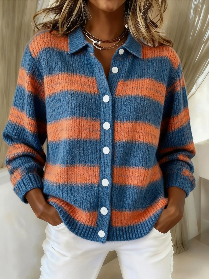 Tegan | Striped Button Front Cardigan