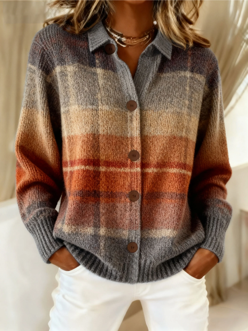 Cora | Cosy Plaid Button-Up Cardigan