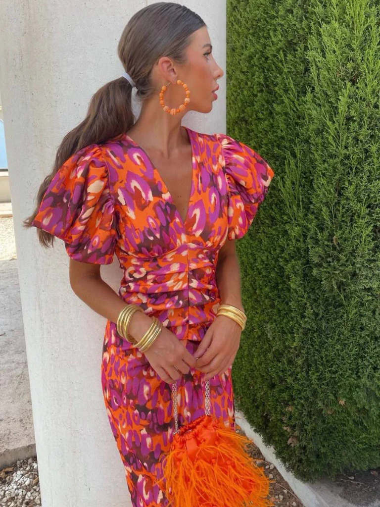 Iolanthe | Vivid Pleated Midi Dress