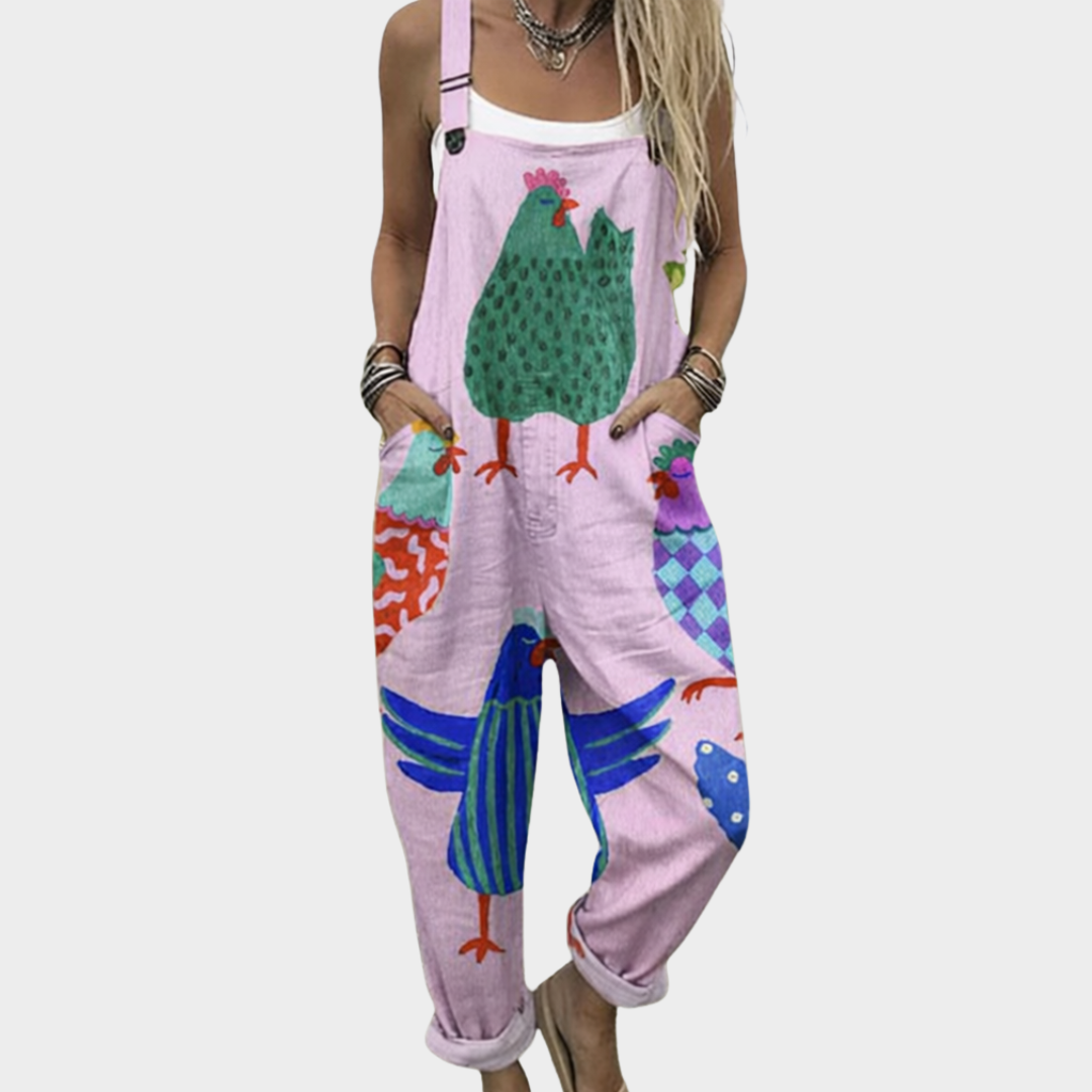 Felicity | Pink Print Dungarees