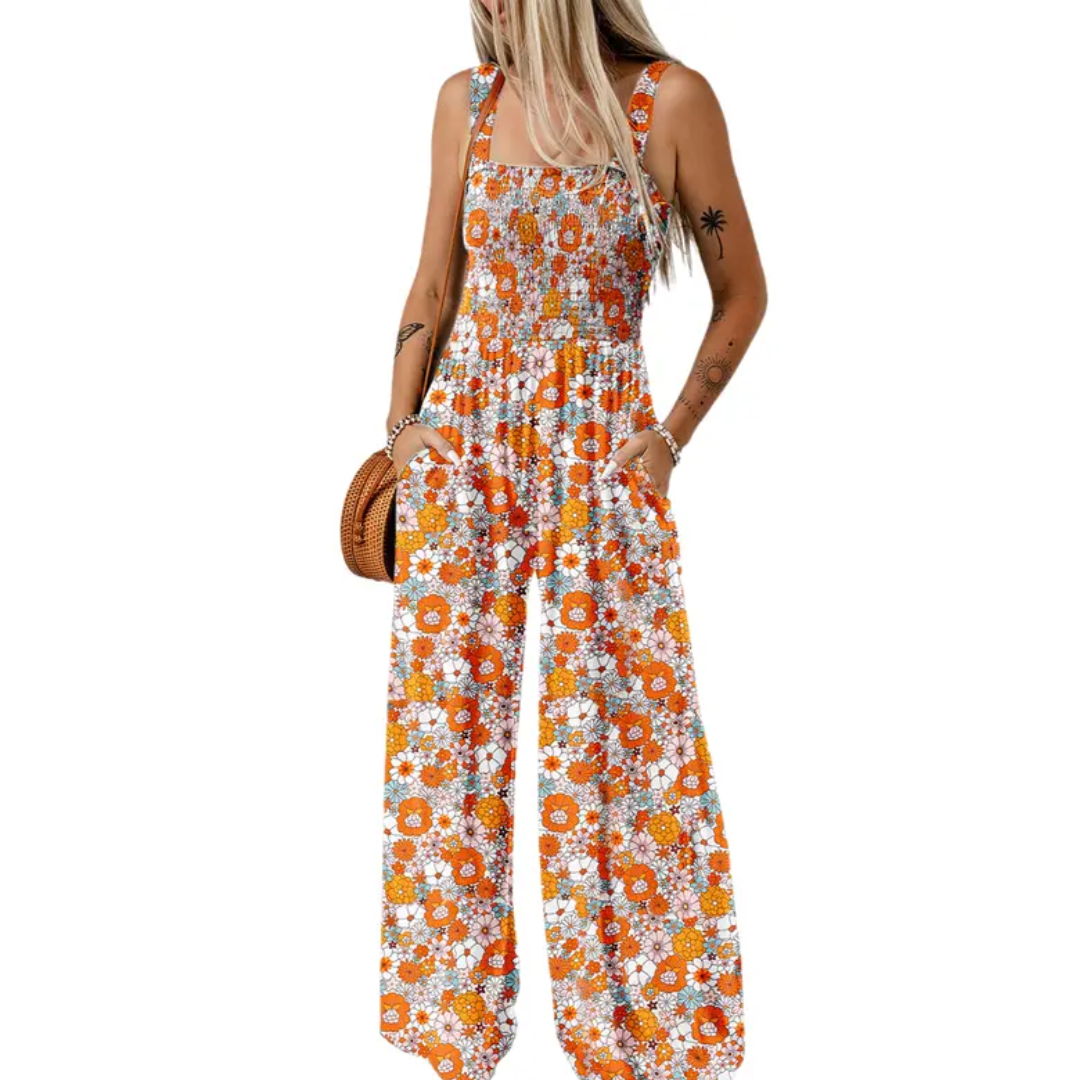 SOLARA™ – Boho Printed Wide-Leg Jumpsuit