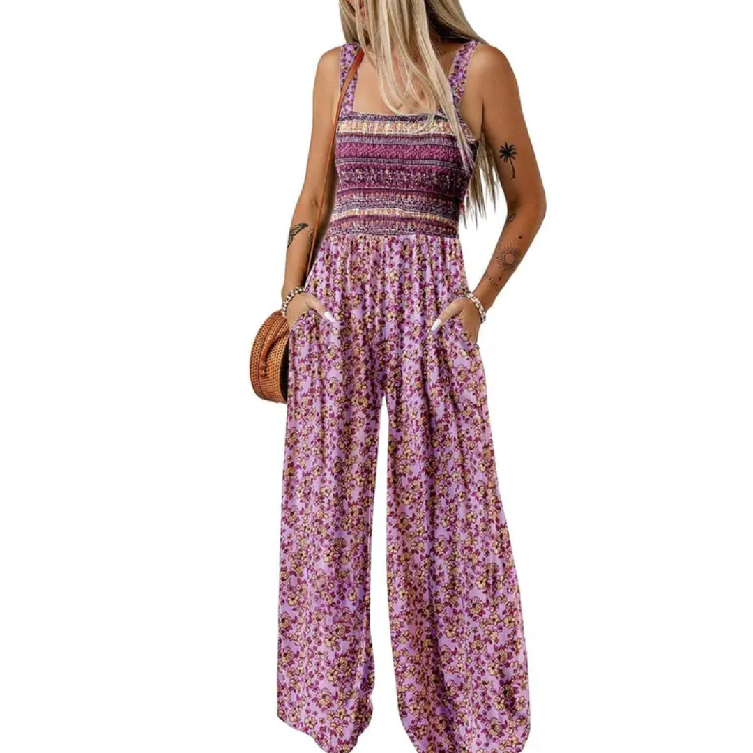 SOLARA™ – Boho Printed Wide-Leg Jumpsuit