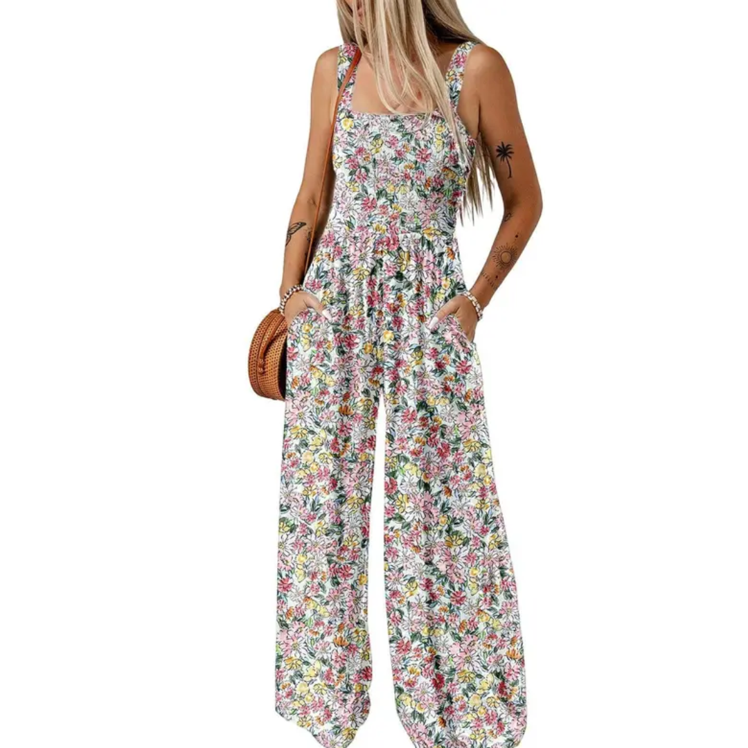 SOLARA™ – Boho Printed Wide-Leg Jumpsuit
