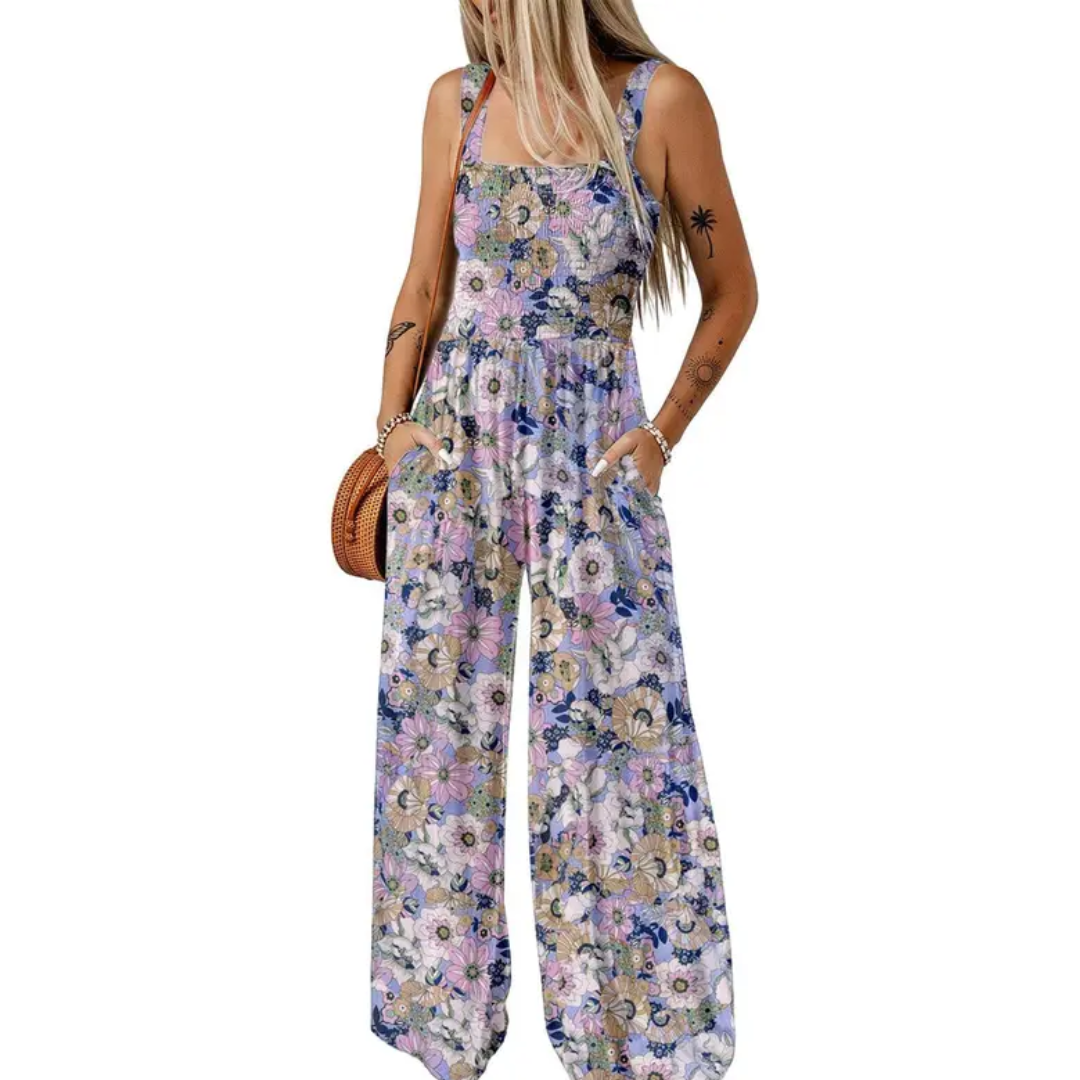 SOLARA™ – Boho Printed Wide-Leg Jumpsuit