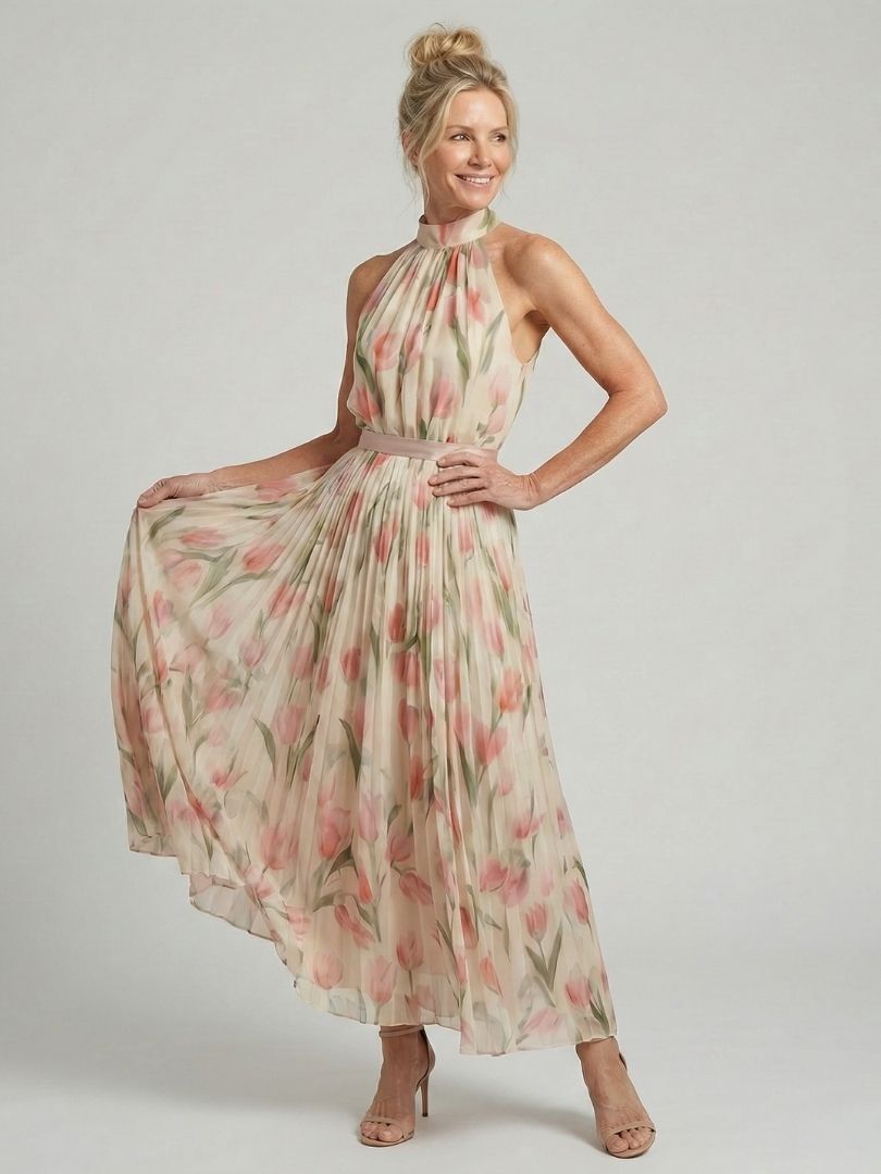 Valentina | Halter Neck Floral Midi Dress