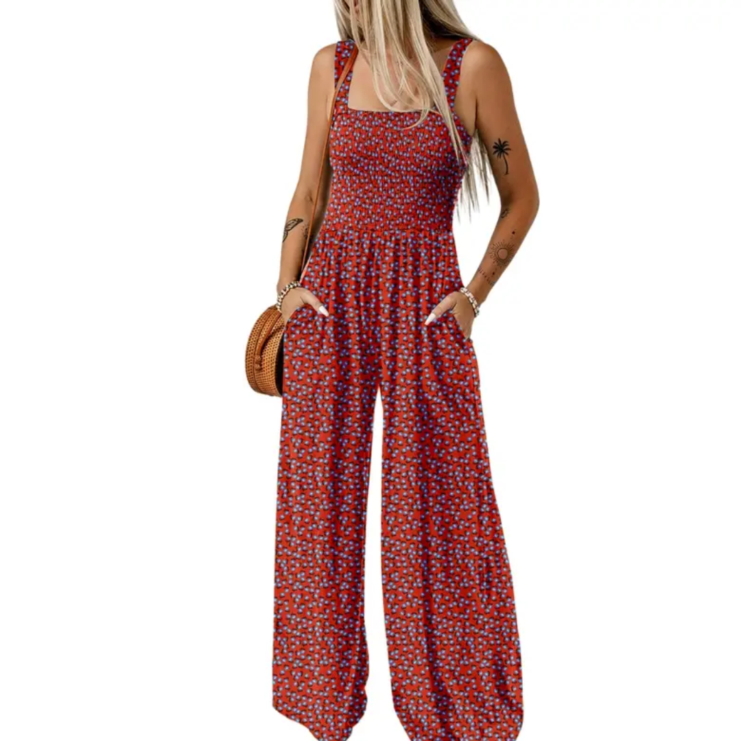 SOLARA™ – Boho Printed Wide-Leg Jumpsuit