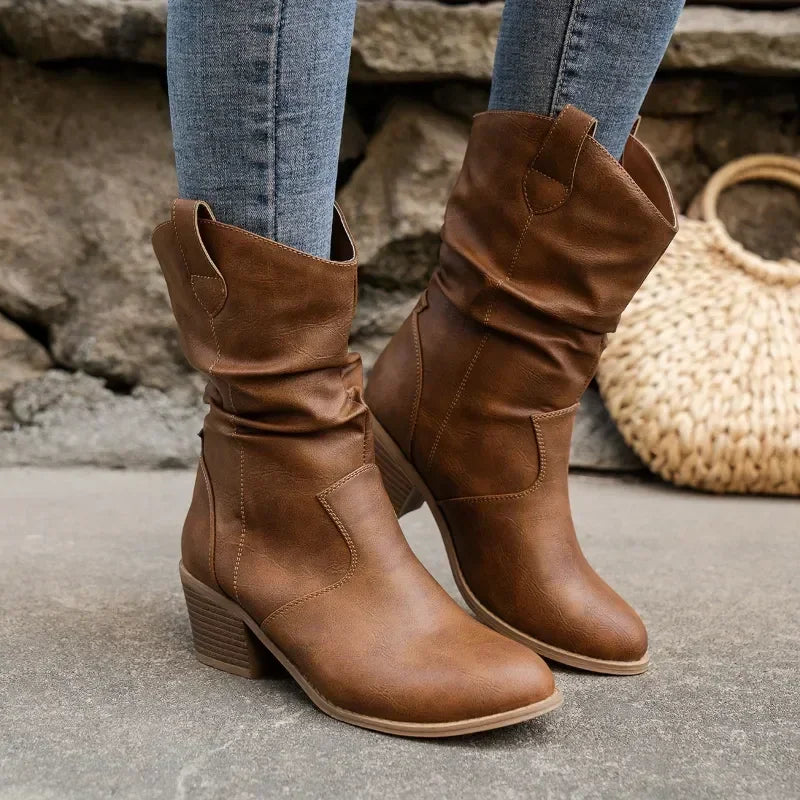 MARISOL | LEATHER LOOK WESTERN BOOTS