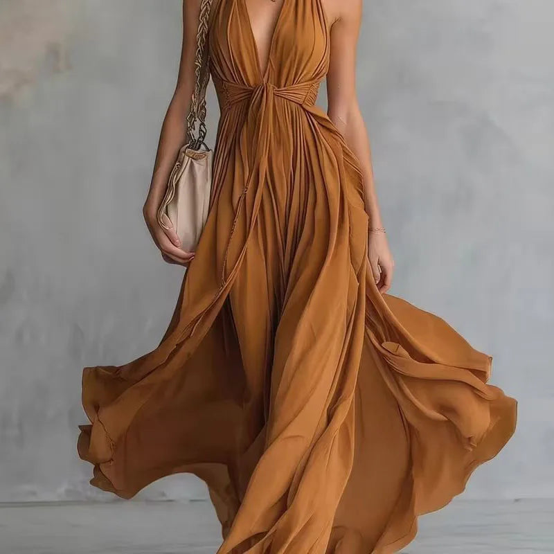 Thalia | Draped Halter Maxi Dress