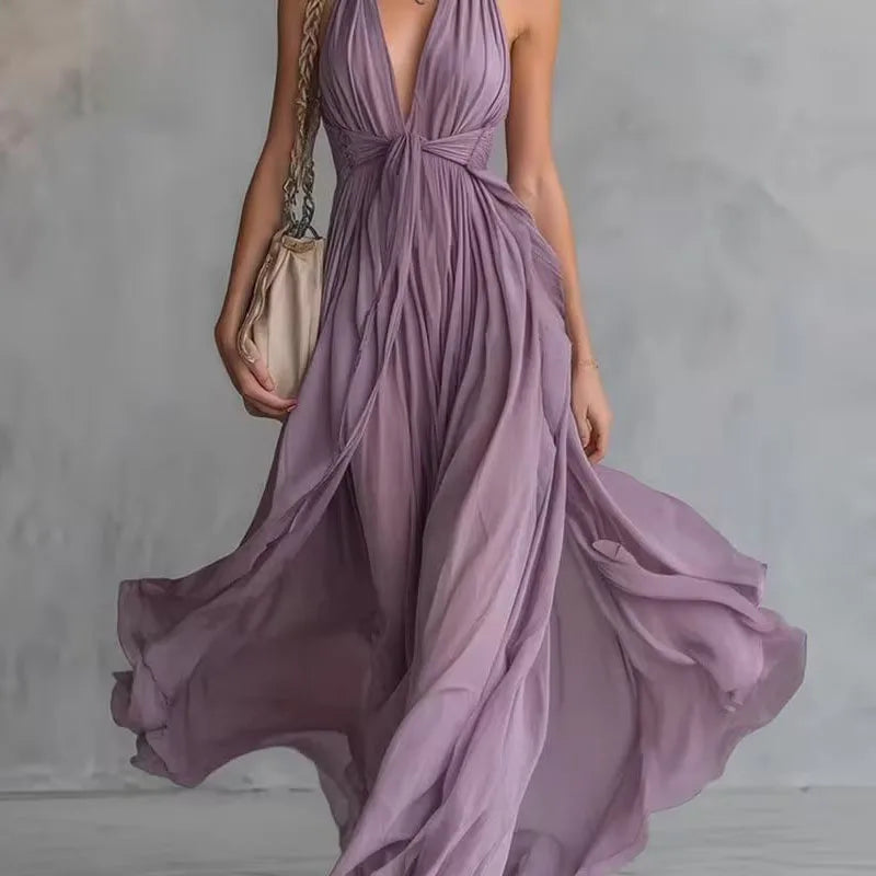 Thalia | Draped Halter Maxi Dress