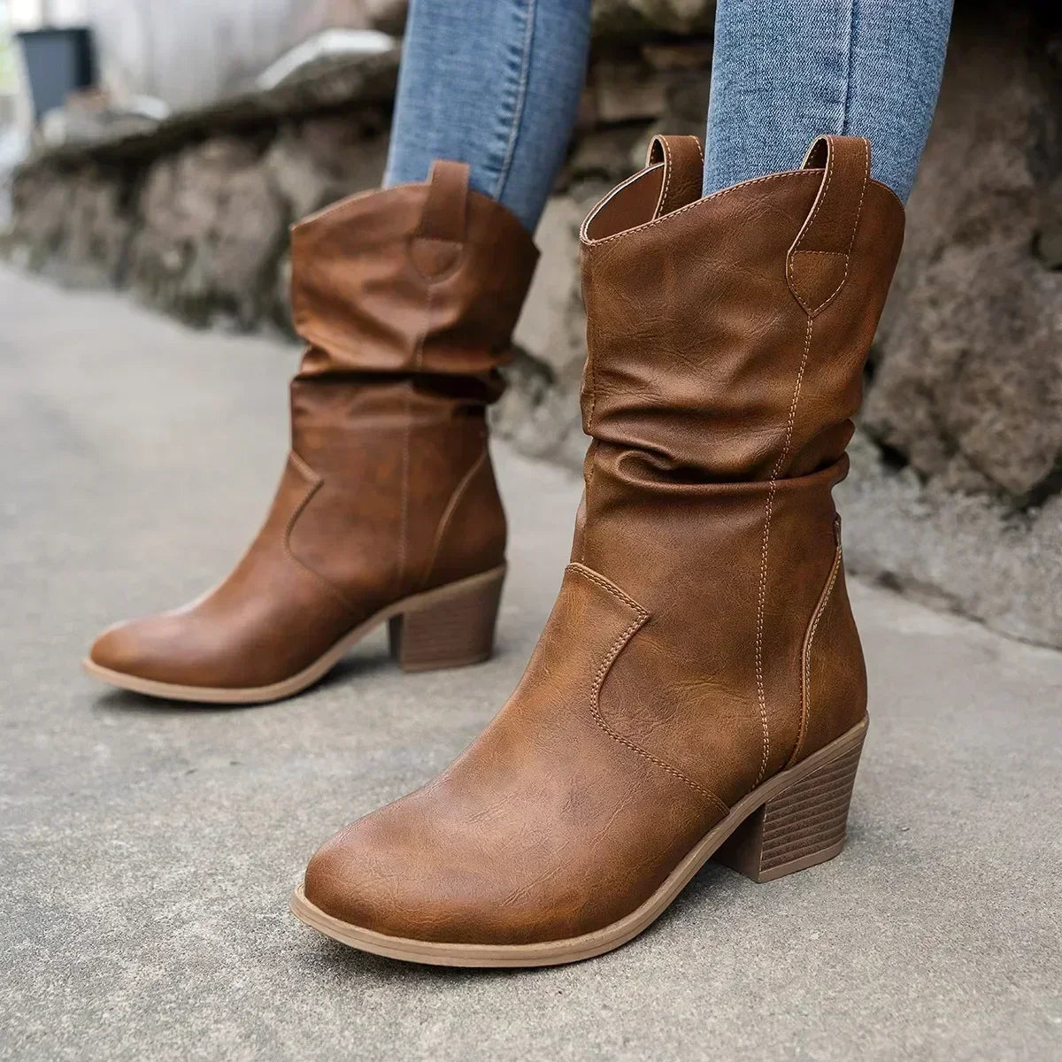 MARISOL | LEATHER LOOK WESTERN BOOTS