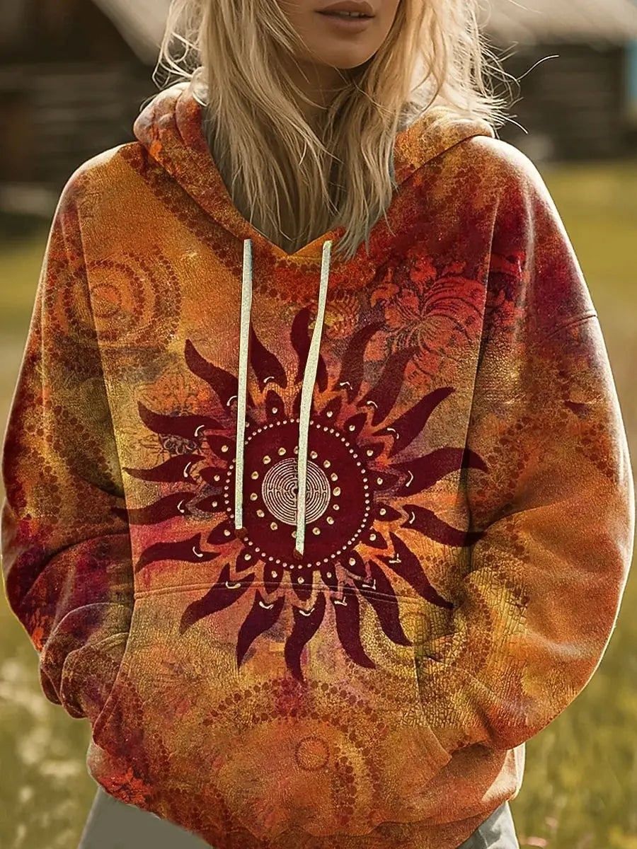 Brisenna | Rainbow Sunburst Graphic Hoodie