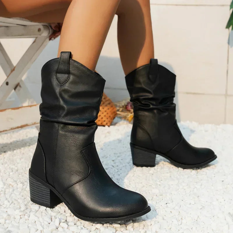 MARISOL | LEATHER LOOK WESTERN BOOTS