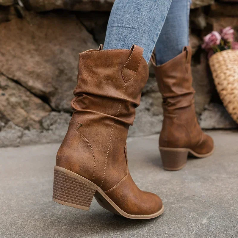 MARISOL | LEATHER LOOK WESTERN BOOTS