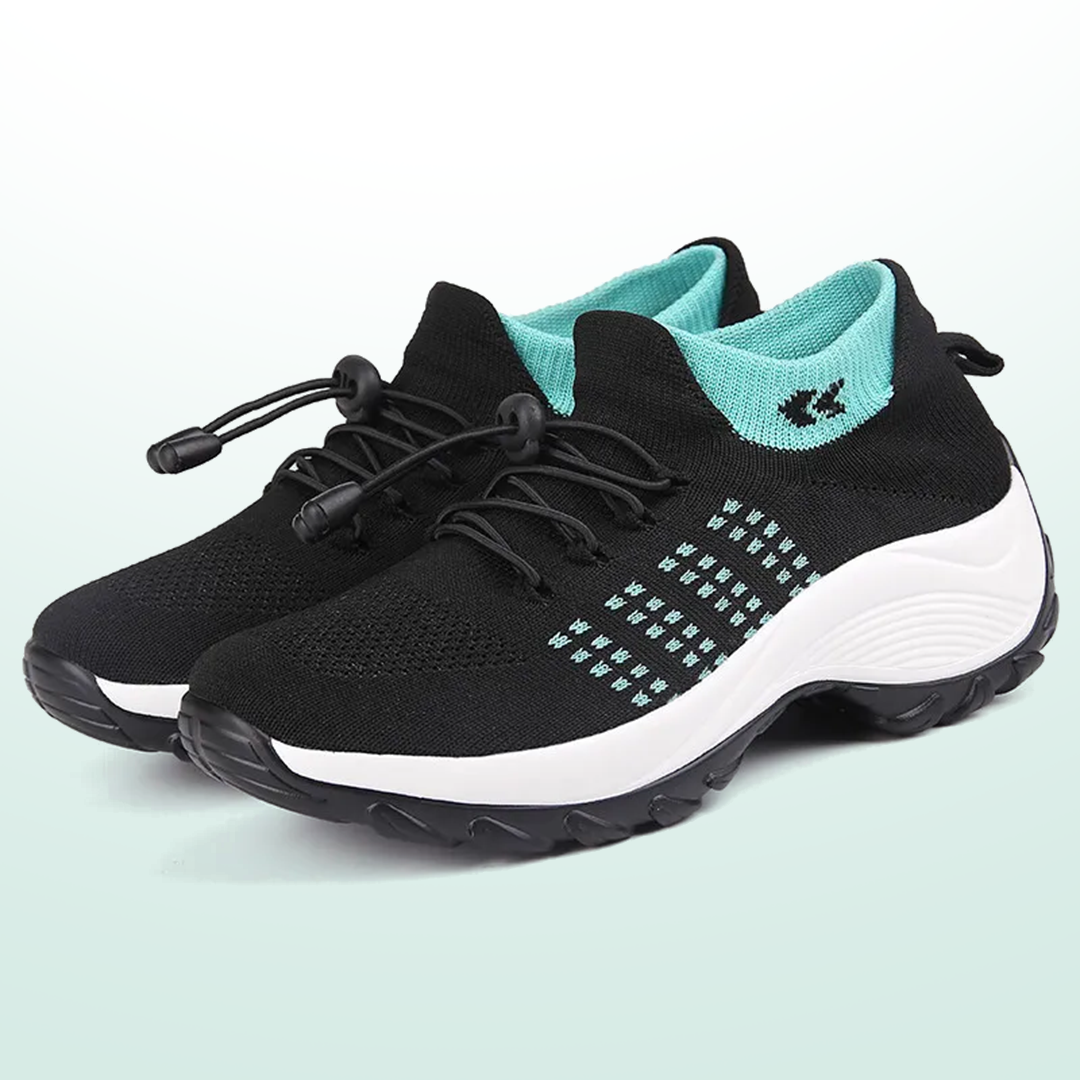 Linda | Knit Fabric Shoes in Green and Black