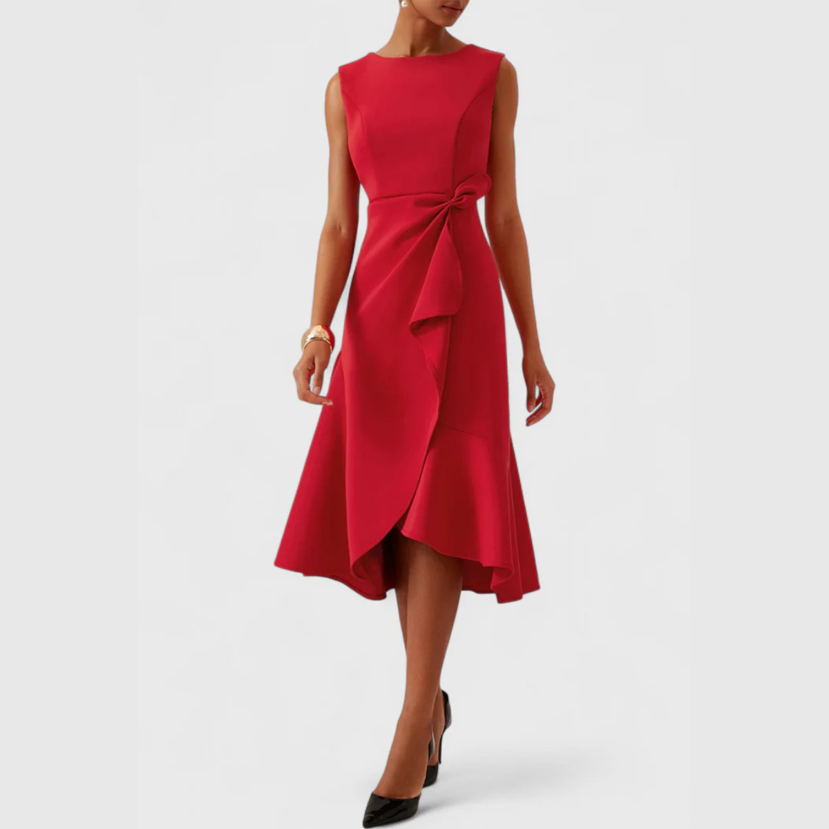 Rosalind | Draped Asymmetric Midi Dress