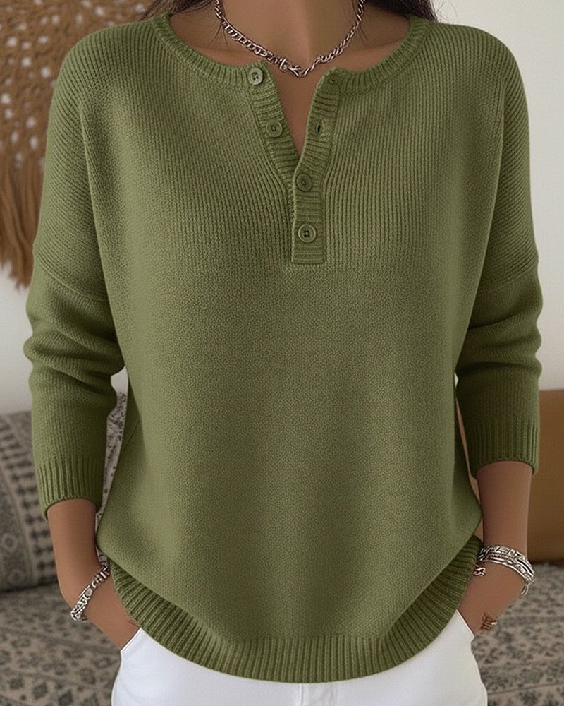 Helena | Henley Button Up Knit Jumper