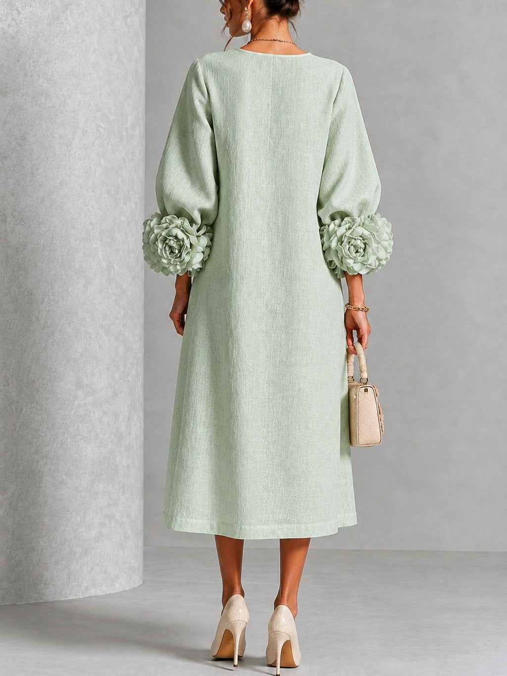 Clara | Floral Cuff Midi Dress