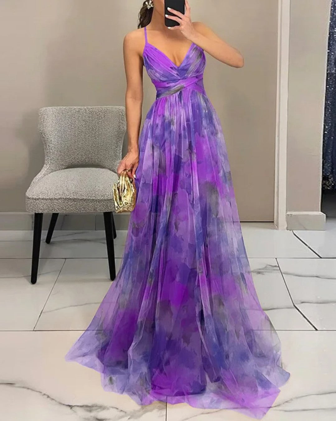 Bryony | Watercolour Chiffon Maxi Dress