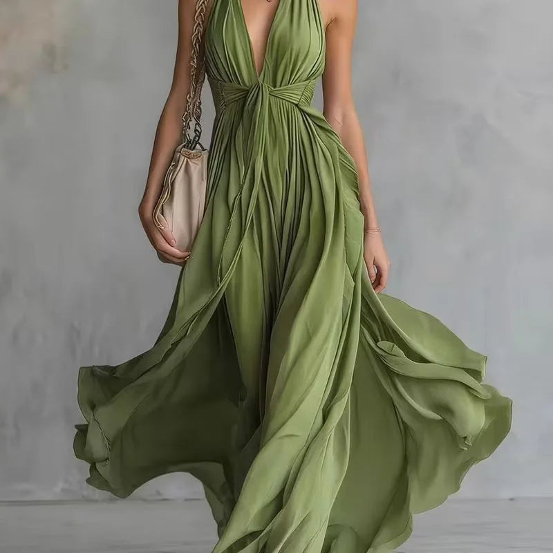 Thalia | Draped Halter Maxi Dress