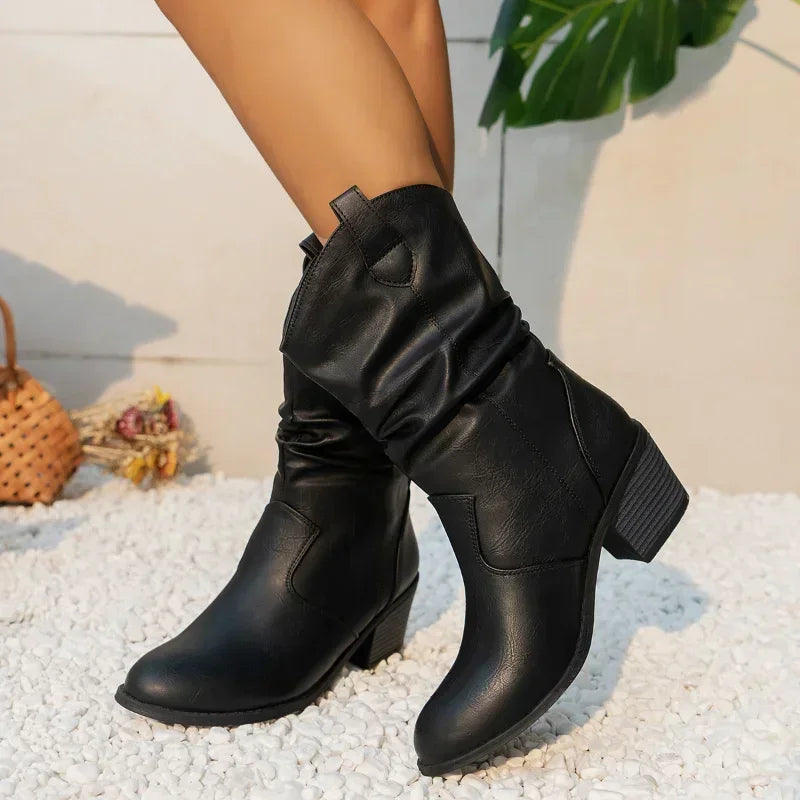 MARISOL | LEATHER LOOK WESTERN BOOTS