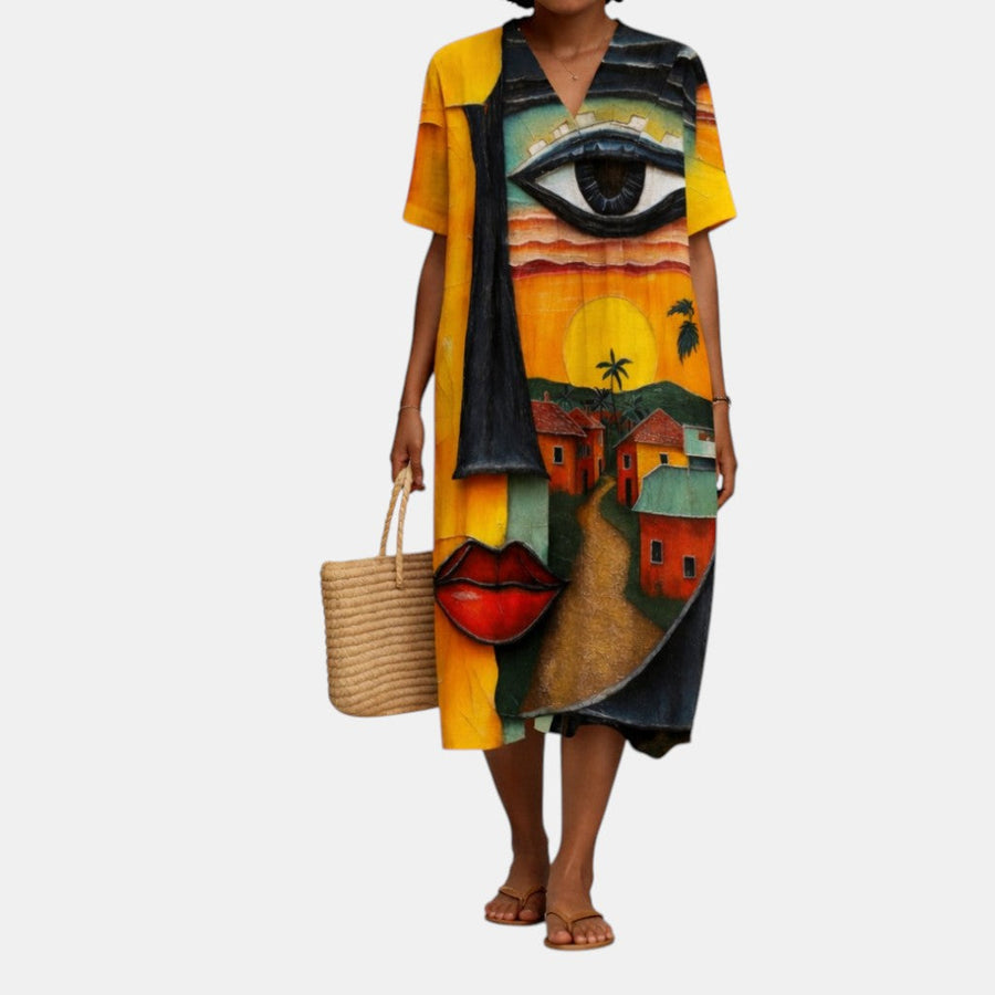 Loretta | Artful Print Midi Dress