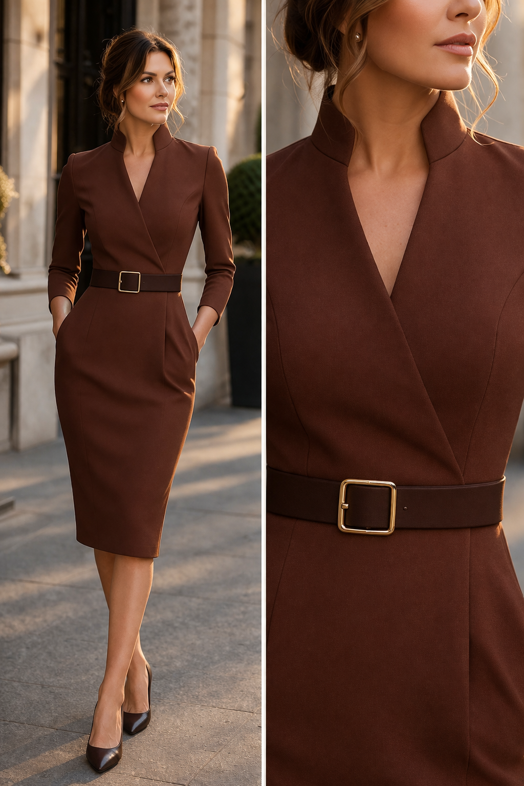 Maisie | Belted Wrap Midi Dress
