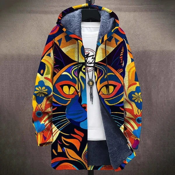 Nessa | Cat Print Hooded Cardigan
