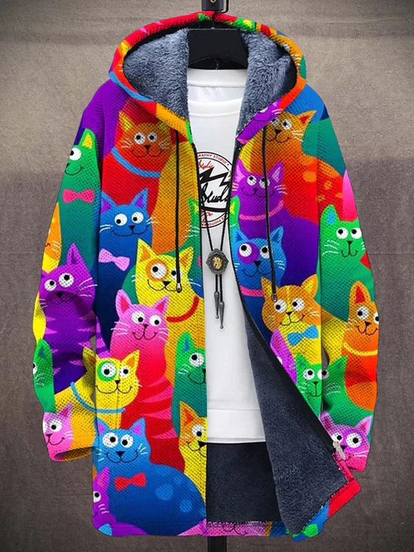 Sybilla | Cat Print Hooded Jacket