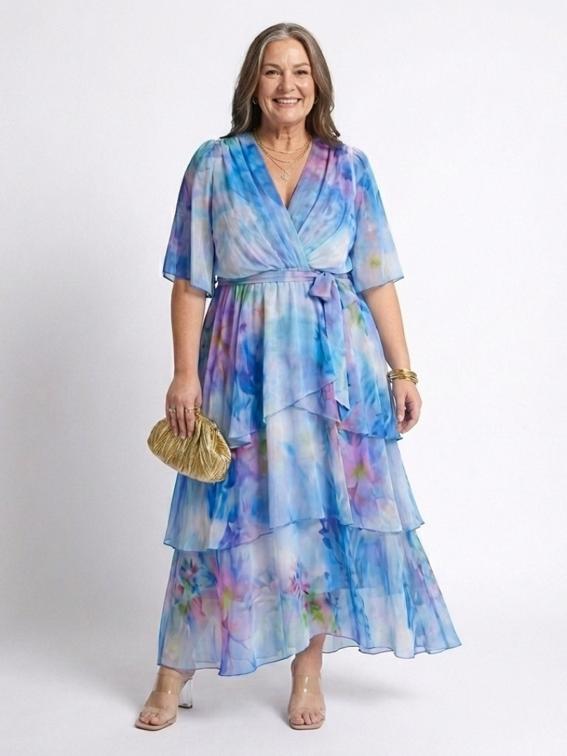 Ophelia | Sheer Layered Tie Waist Maxi Dress